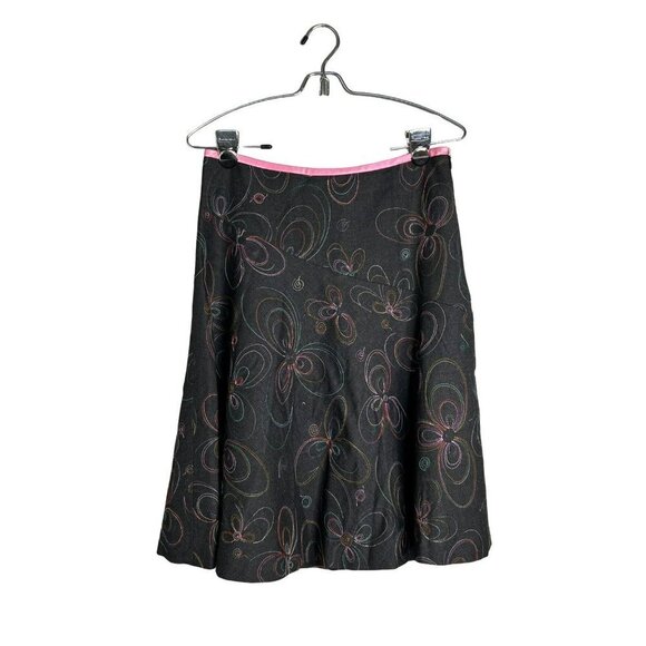 Tibi Retro Large Floral Stitch Embroidered A-Line Skirt‎ Lined Wool Blend 2 - Picture 1 of 7